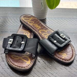 Sam Edelman Black Buckle Slide Sandals